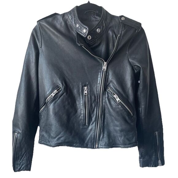 NEW ALLSAINTS Klyn Leather Biker Jacket - Black - 4 US - Picture 2 of 4
